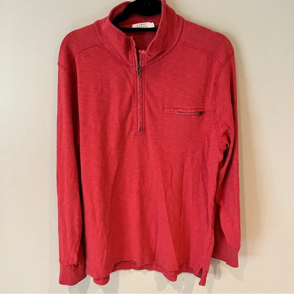 J. Crew Pullover Mens 1/4 Zip Ringspun Jersey 100% Cotton | L